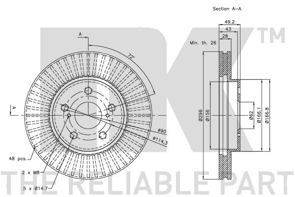 Bromsskiva Ventilerad, Framaxel Nk 314592 NK