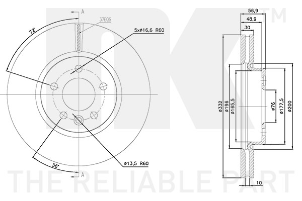 Bromsskiva Ventilerad, Framaxel Nk 3147116 NK