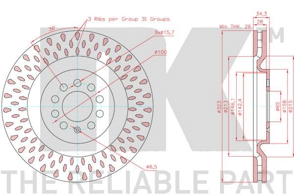 Bromsskiva Ventilerad, Framaxel Nk 3147167 NK Bromsskiva Ventilerad, Framaxel Nk 3147167 NK
