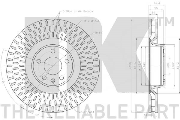 Bromsskiva Ventilerad, Framaxel Nk 3147170 NK