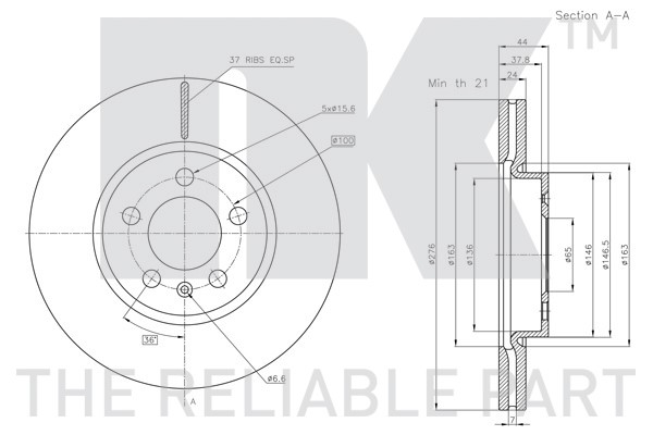 Bromsskiva Ventilerad, Framaxel Nk 3147177 NK