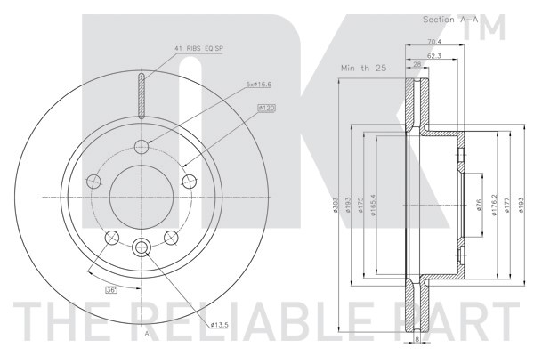 Bromsskiva Ventilerad, Framaxel Nk 3147178 NK