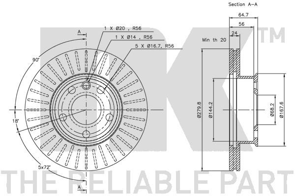Bromsskiva Ventilerad, Framaxel Nk 314733 NK