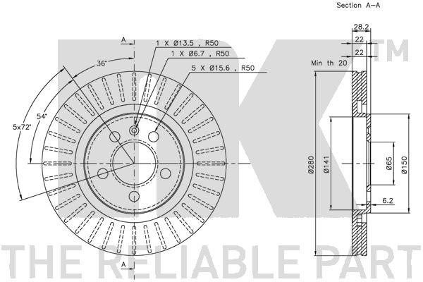 Bromsskiva Ventilerad, Framaxel Nk 314735 NK