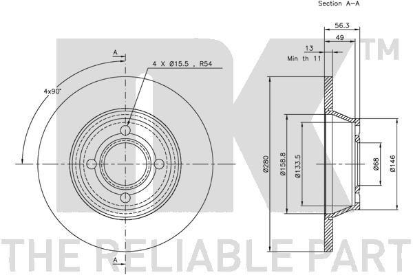 Bromsskiva Solid, Framaxel Nk 314741 NK