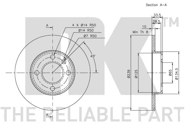 Bromsskiva Solid, Framaxel Nk 314754 NK