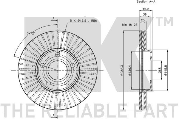 Bromsskiva Ventilerad, Framaxel Nk 314765 NK