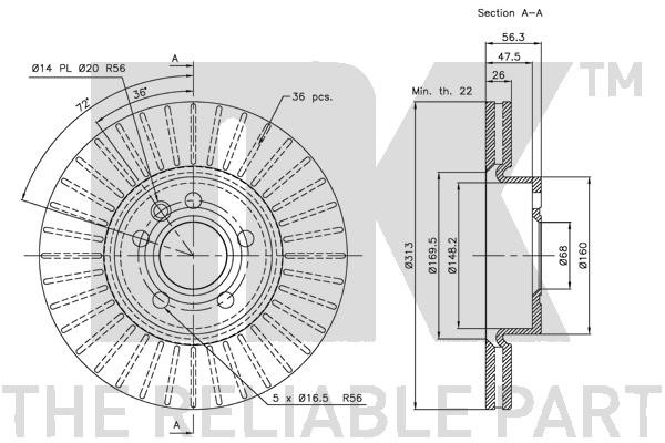 Bromsskiva Ventilerad, Framaxel Nk 314783 NK