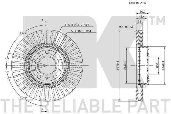Bromsskiva Ventilerad, Framaxel Nk 314832 NK