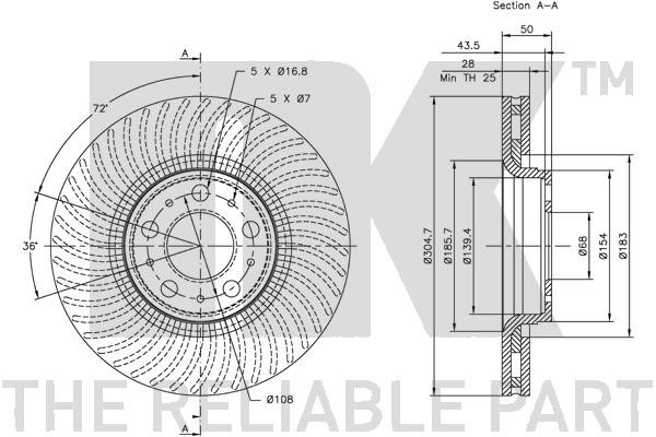Bromsskiva Ventilerad, Framaxel Nk 314842 NK