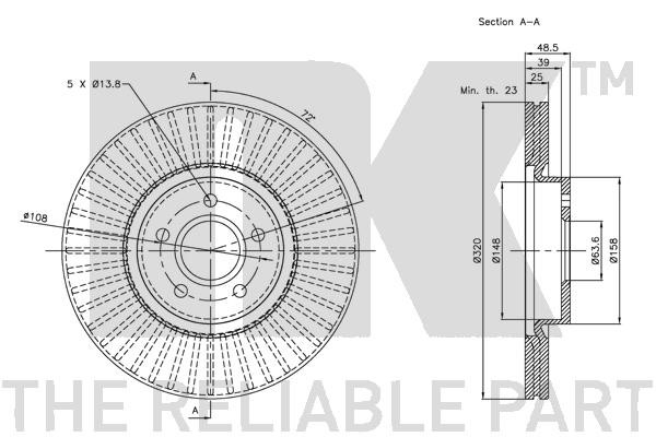Bromsskiva Ventilerad, Framaxel Nk 314850 NK