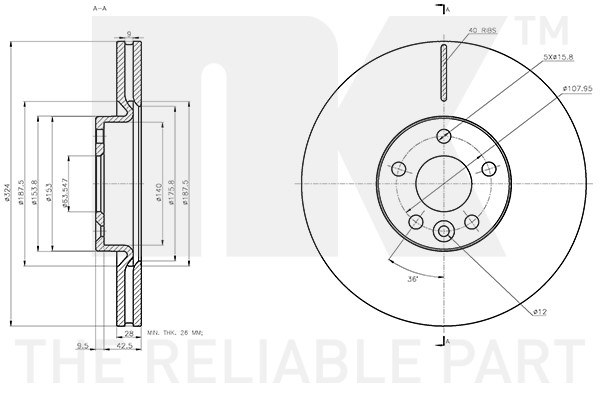 Bromsskiva Ventilerad, Framaxel Nk 314869 NK