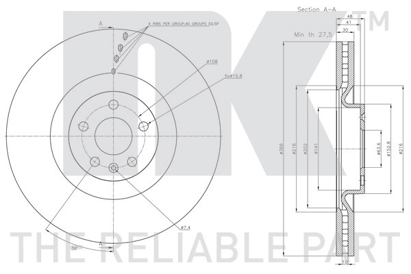 Bromsskiva Ventilerad, Framaxel Nk 314871 NK