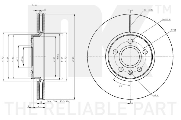 Bromsskiva Ventilerad, Framaxel Nk 314874 NK Bromsskiva Ventilerad, Framaxel Nk 314874 NK