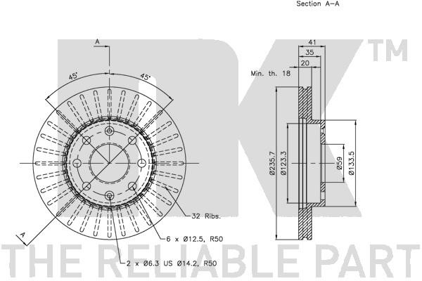 Bromsskiva Ventilerad, Framaxel Nk 315008 NK