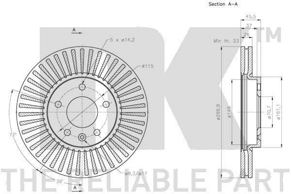 Bromsskiva Ventilerad, Framaxel Nk 315015 NK