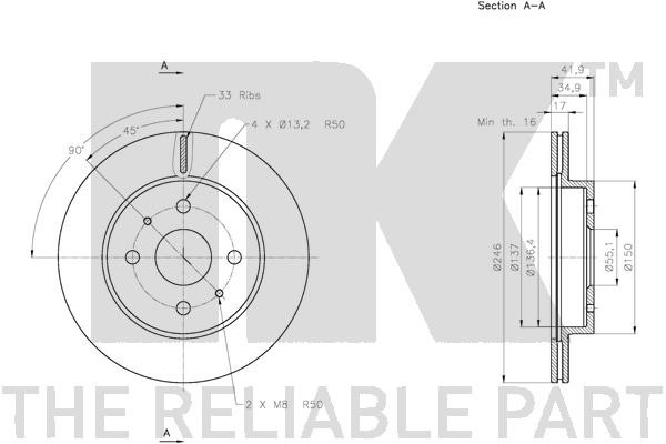 Bromsskiva Ventilerad, Framaxel Nk 315114 NK
