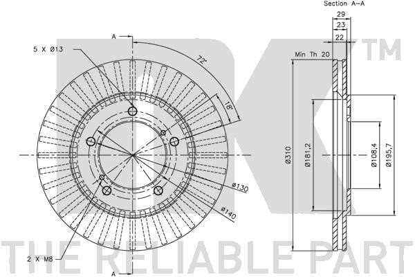 Bromsskiva Ventilerad, Framaxel Nk 315210 NK