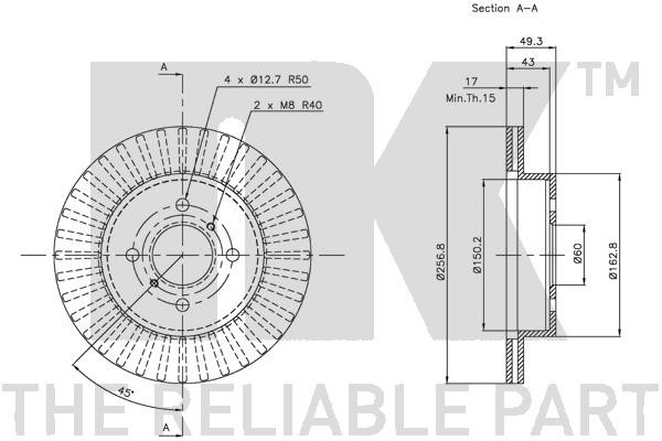 Bromsskiva Ventilerad, Framaxel Nk 315211 NK