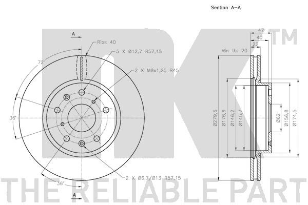 Bromsskiva Ventilerad, Framaxel Nk 315218 NK