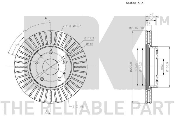 Bromsskiva Ventilerad, Framaxel Nk 315219 NK