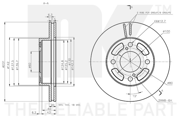 Bromsskiva Ventilerad, Framaxel Nk 315238 NK Bromsskiva Ventilerad, Framaxel Nk 315238 NK