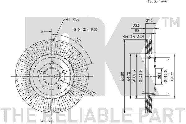 Bromsskiva Ventilerad, Framaxel Nk 319305 NK