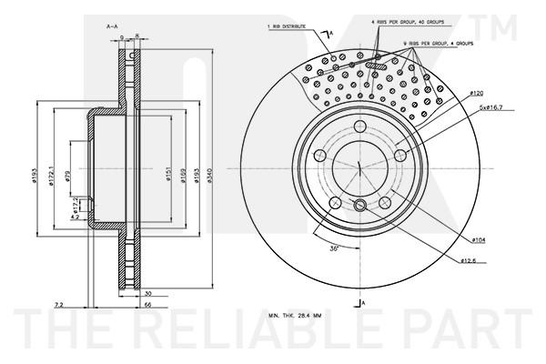 Bromsskiva Ventilerad, Framaxel Nk 3415120 NK Bromsskiva Ventilerad, Framaxel Nk 3415120 NK