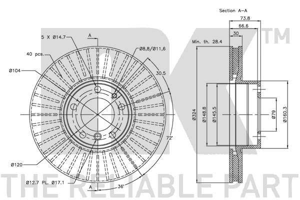 Bromsskiva Ventilerad, Framaxel Nk 341544 NK
