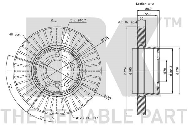 Bromsskiva Ventilerad, Framaxel Nk 341559 NK