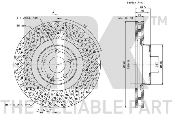 Bromsskiva Ventilerad, Framaxel Nk 343366 NK