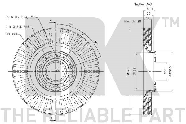 Bromsskiva Ventilerad, Framaxel Nk 3447107 NK
