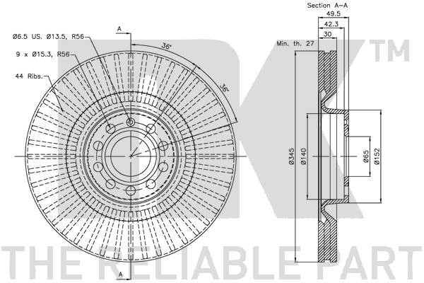 Bromsskiva Ventilerad, Framaxel Nk 344786 NK