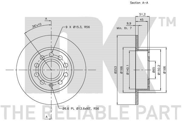 Bromsskiva Solid, Bakaxel Nk 344789 NK Bromsskiva Solid, Bakaxel Nk 344789 NK