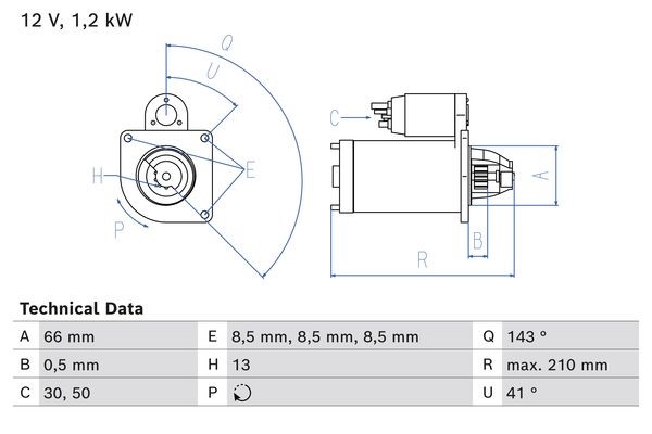 Startmotor 12V Bosch 0 986 025 000 BOSCH
