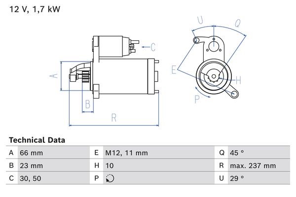 Startmotor 12V Bosch 0 986 026 520 BOSCH