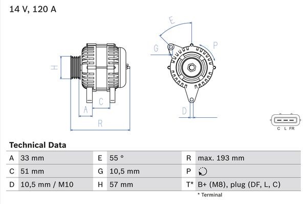 Generator 14V 120A Bosch 0 986 083 830 BOSCH
