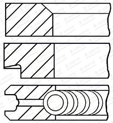 Kolvringar, kit Goetze engine 08-438507-00 GOETZE ENGINE