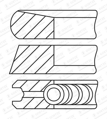 Kolvringar, kit Goetze engine 08-443100-00 GOETZE ENGINE