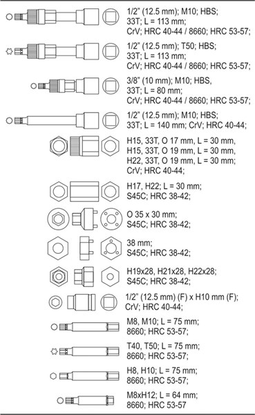 Generator verktygssats, 22 delar, Universal Yato