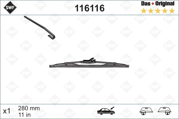 Torkarblad, Bak, Förarsida, Passagerarsida