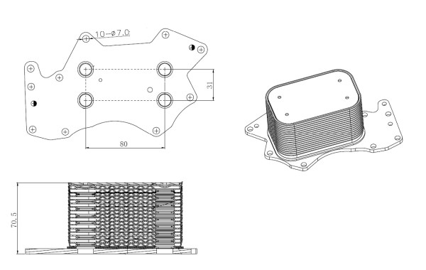 Oljekylare, motor Nrf 31816 NRF