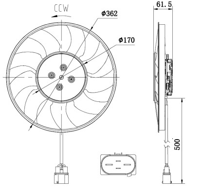 Fläkt, kylare 12V, Vänster Nrf 47931 NRF
