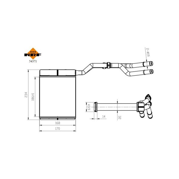 Värmeväxlare, kupévärme, Fram Nrf 54371 NRF Värmeväxlare, kupévärme, Fram Nrf 54371 NRF