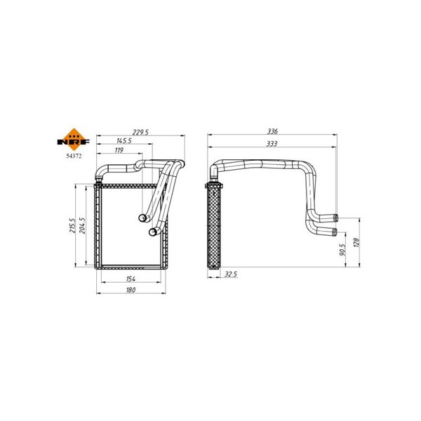 Värmeväxlare, kupévärme Nrf 54372 NRF Värmeväxlare, kupévärme Nrf 54372 NRF