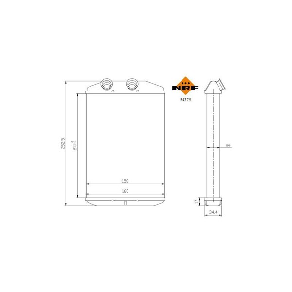 Värmeväxlare, kupévärme Nrf 54375 NRF