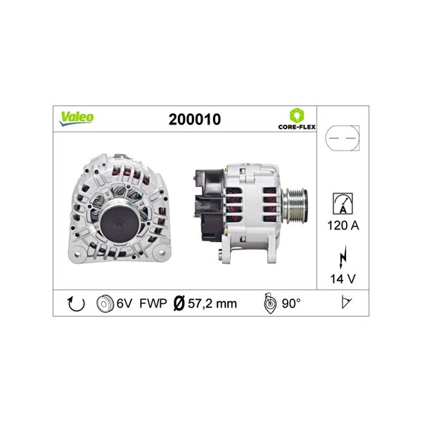 Generator 14V 120A Valeo Valeo core-flex 200010 VALEO Generator 14V 120A Valeo Valeo core-flex 200010 VALEO