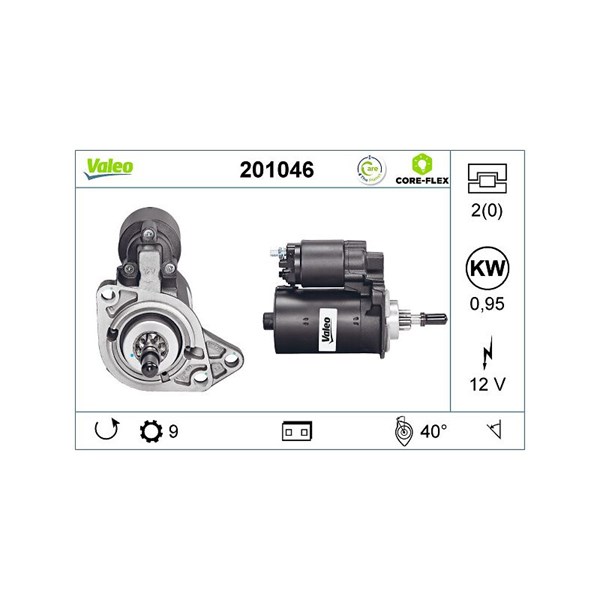 Startmotor 12V Valeo Valeo core-flex 201046 VALEO