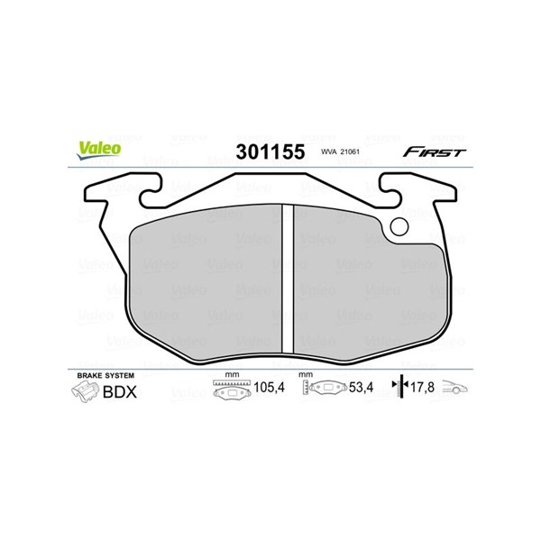 Bromsbeläggsats, Framaxel Valeo 301155 VALEO