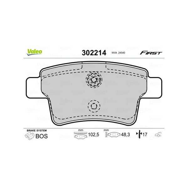 Bromsbeläggsats, Bakaxel Valeo 302214 VALEO